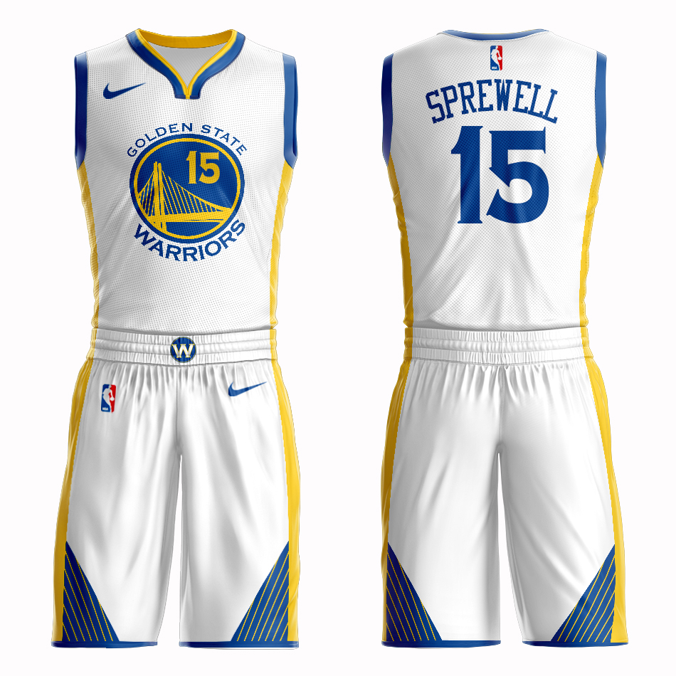 Men 2019 NBA Nike Golden State Warriors 15 white Customized jersey